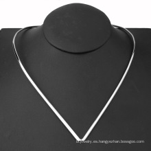 Nuevo collar de cuello en forma de V collar joyería de acero inoxidable joyas de plata joyas para mujeres corazón de clavícula